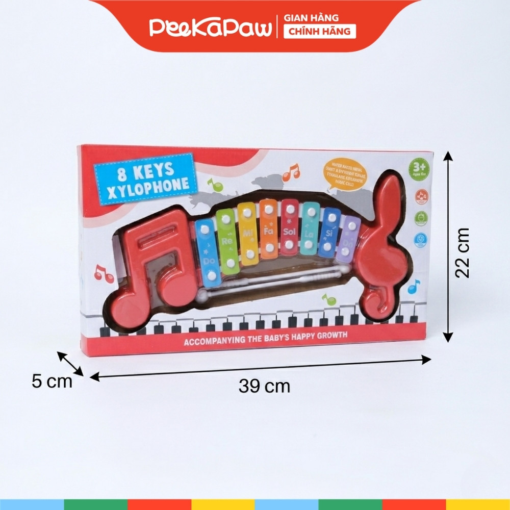 Đàn Gõ 8 Phím Hình Nốt Nhạc Đỏ Đồ Chơi Âm Nhạc Cho Bé 978-4 PeeKaPaw Toys