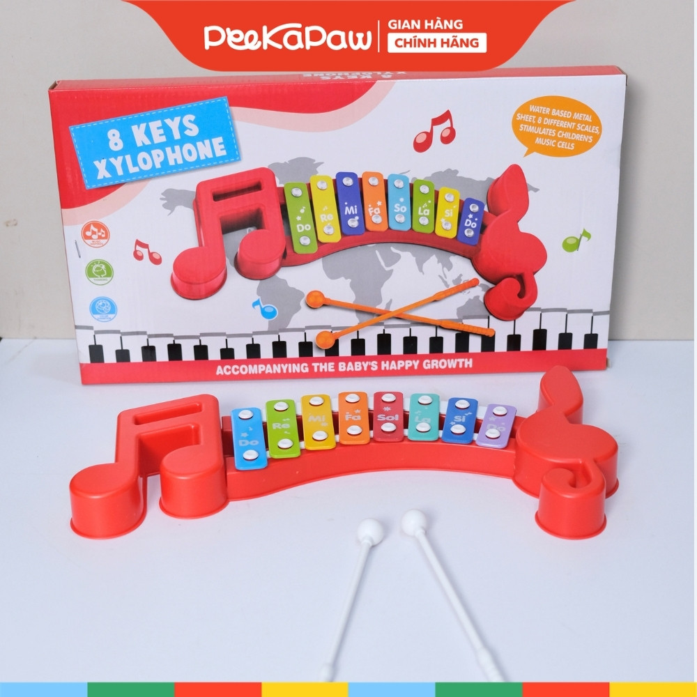 Đàn Gõ 8 Phím Hình Nốt Nhạc Đỏ Đồ Chơi Âm Nhạc Cho Bé 978-4 PeeKaPaw Toys