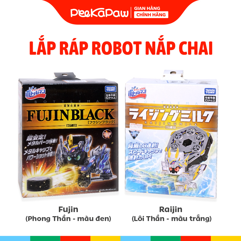 Đồ Chơi Lắp Ráp Robot Phóng Nắp Chai Fujin Raijin PeeKaPaw Toys