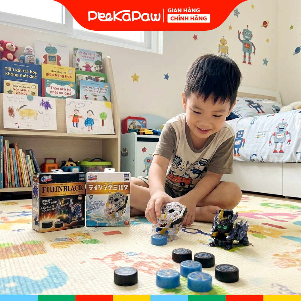 Đồ Chơi Lắp Ráp Robot Phóng Nắp Chai Fujin Raijin PeeKaPaw Toys