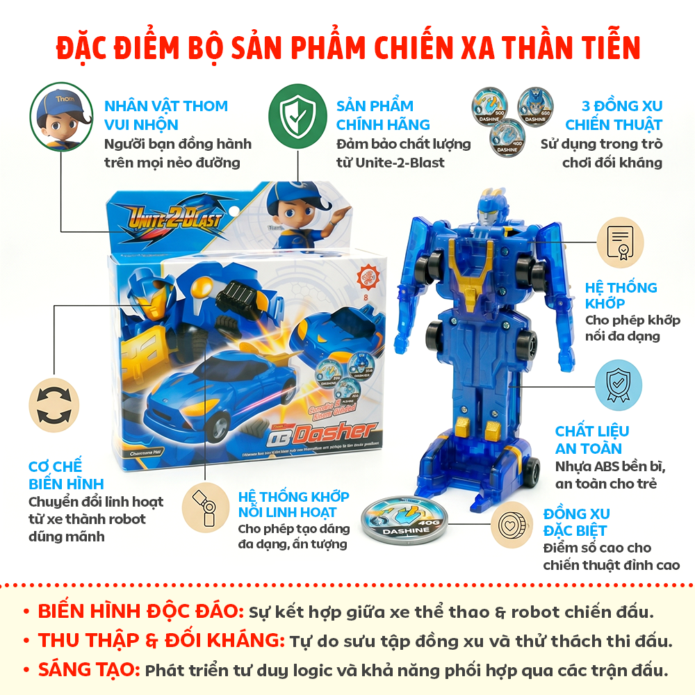 Đồ chơi Lắp Ráp Xe Biến Hình Robot 2in1 Chiến Xa Thần Tiễn Unite 2 Blast PeeKaPaw Toys