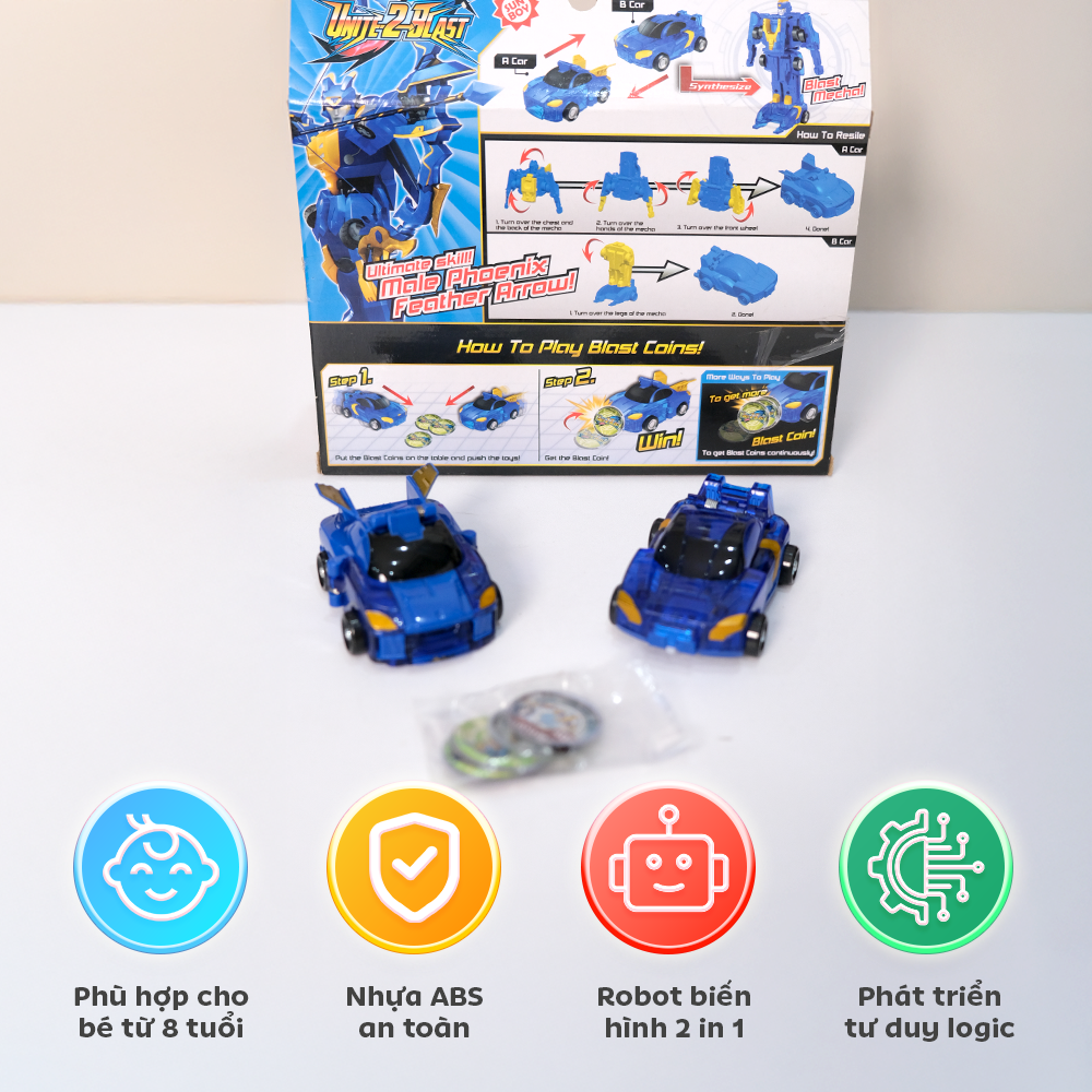 Đồ chơi Lắp Ráp Xe Biến Hình Robot 2in1 Chiến Xa Thần Tiễn Unite 2 Blast PeeKaPaw Toys