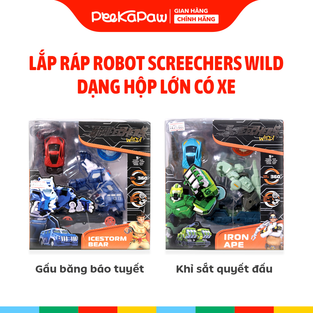 Đồ Chơi Lắp Ráp Robot Screechers Wild Biến Hình 360° 685203 PeeKaPaw Toys