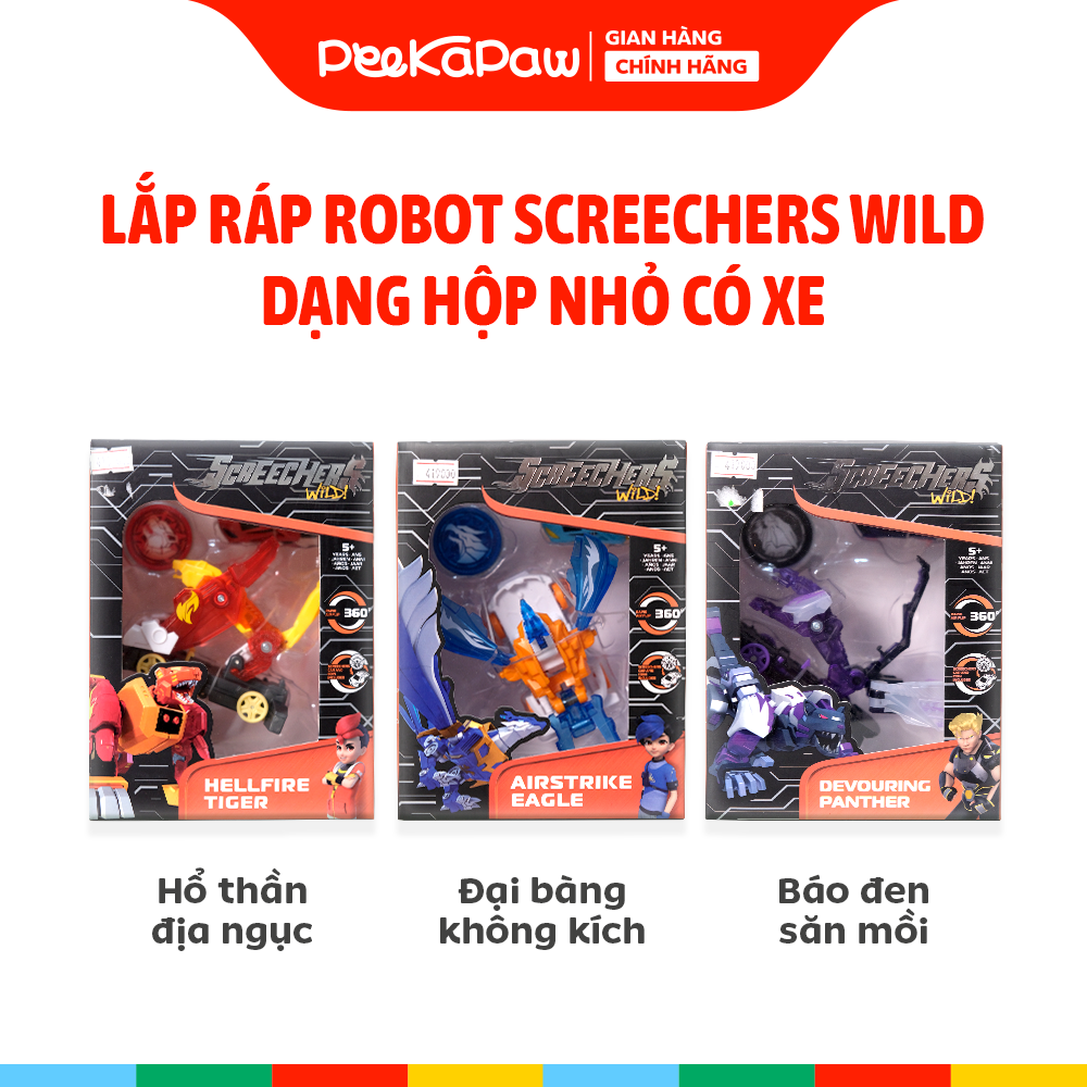 Đồ Chơi Robot Biến Hình Screechers Wild Mini Kèm Xe PeeKaPaw Toys
