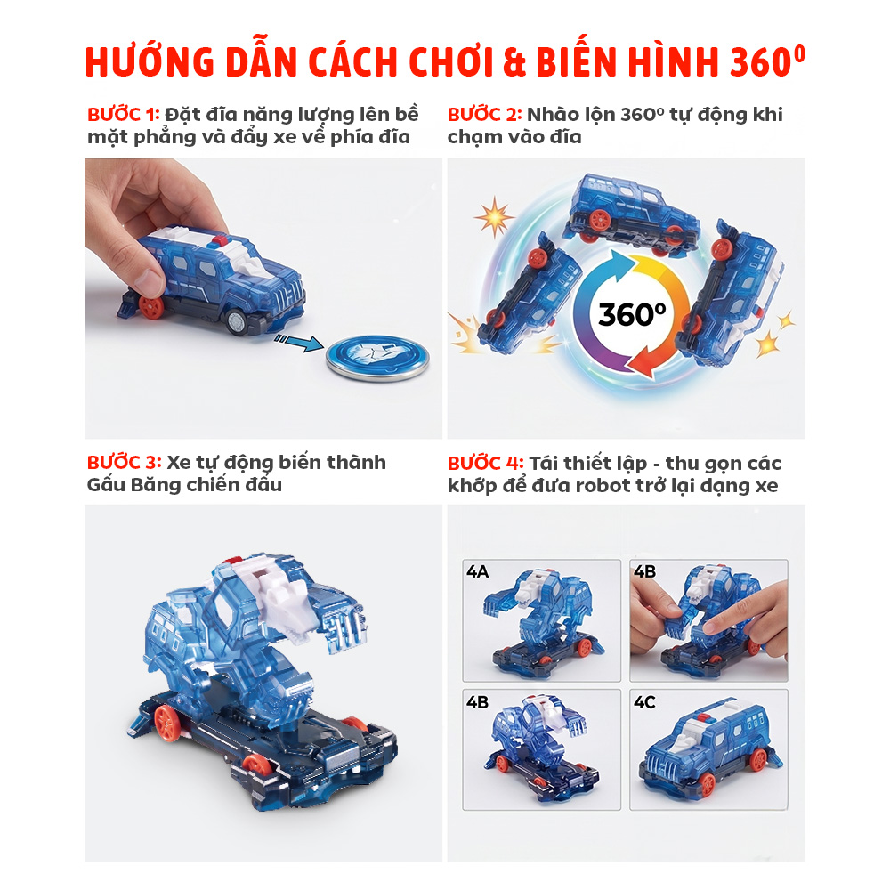 Đồ Chơi Lắp Ráp Robot Screechers Wild Biến Hình 360° 685203 PeeKaPaw Toys