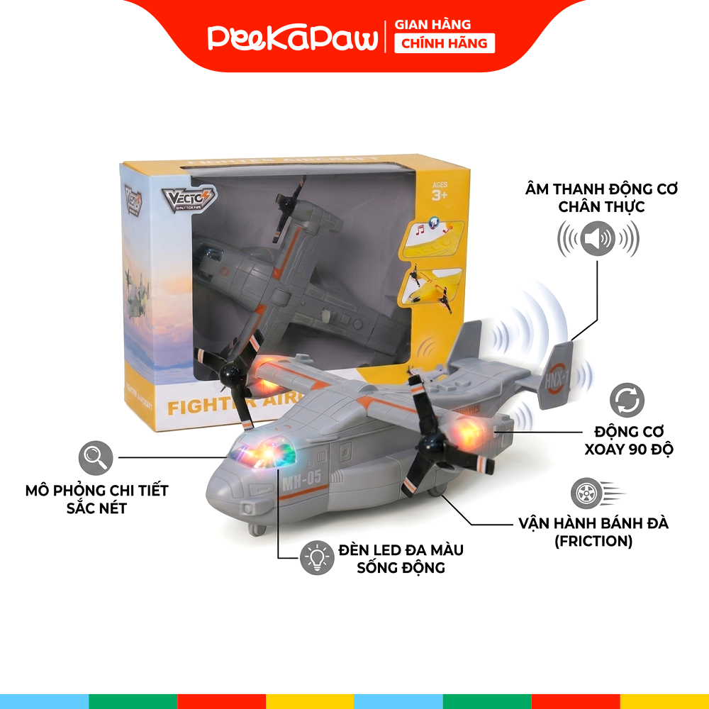 Máy Bay Chạy Trớn Có Đèn LED Âm Thanh VT490 PeeKaPaw Toys