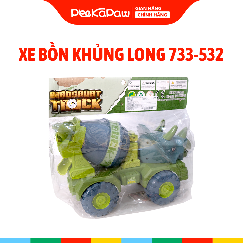 Xe Bồn Đầu Khủng Long Chạy Trớn 30cm 733-532 PeeKaPaw Toys