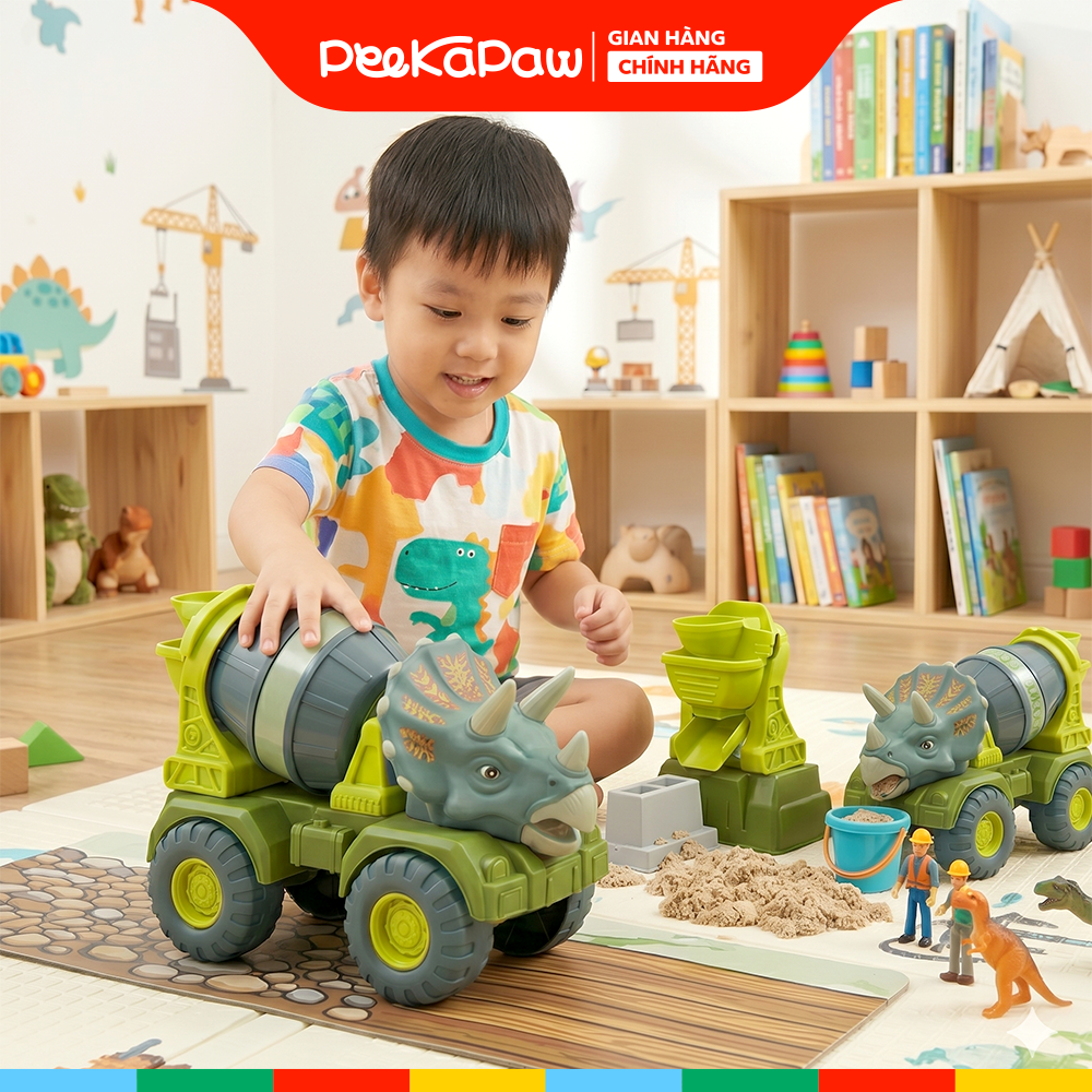 Xe Bồn Đầu Khủng Long Chạy Trớn 30cm 733-532 PeeKaPaw Toys