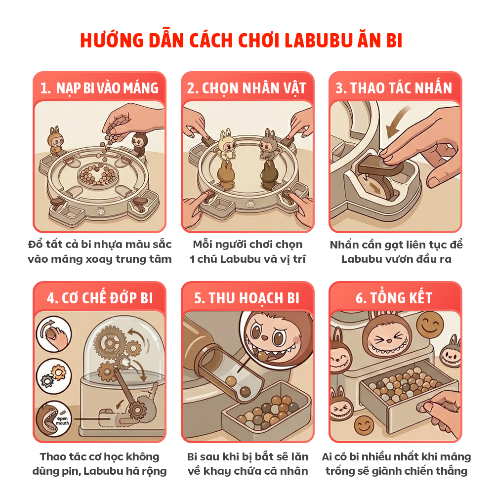 Đồ Chơi Labubu Ăn Bi Catch Bead Đồ chơi nhóm bạn gia đình M6605 PeeKaPaw Toys