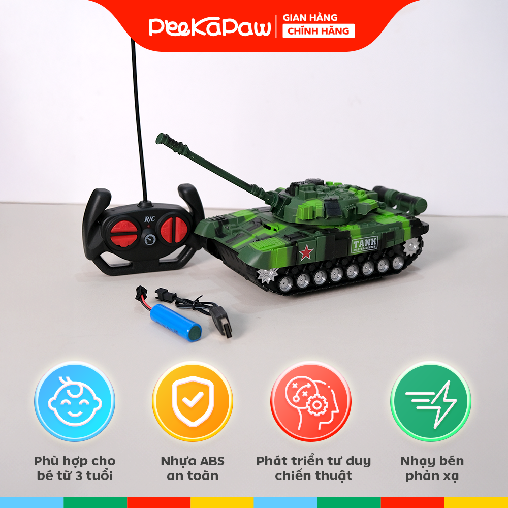 Xe Tăng Điều Khiển Pin Sạc 6878 Tank Force Cho Bé PeeKaPaw Toys