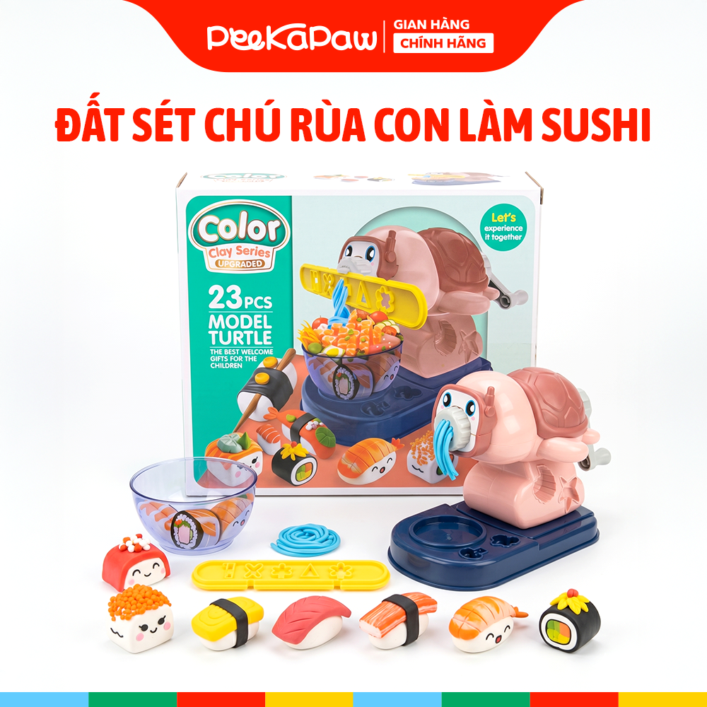 Đồ chơi nặn đất sét máy làm suhsi chú Rùa con 168-16 PeeKaPaw Toys