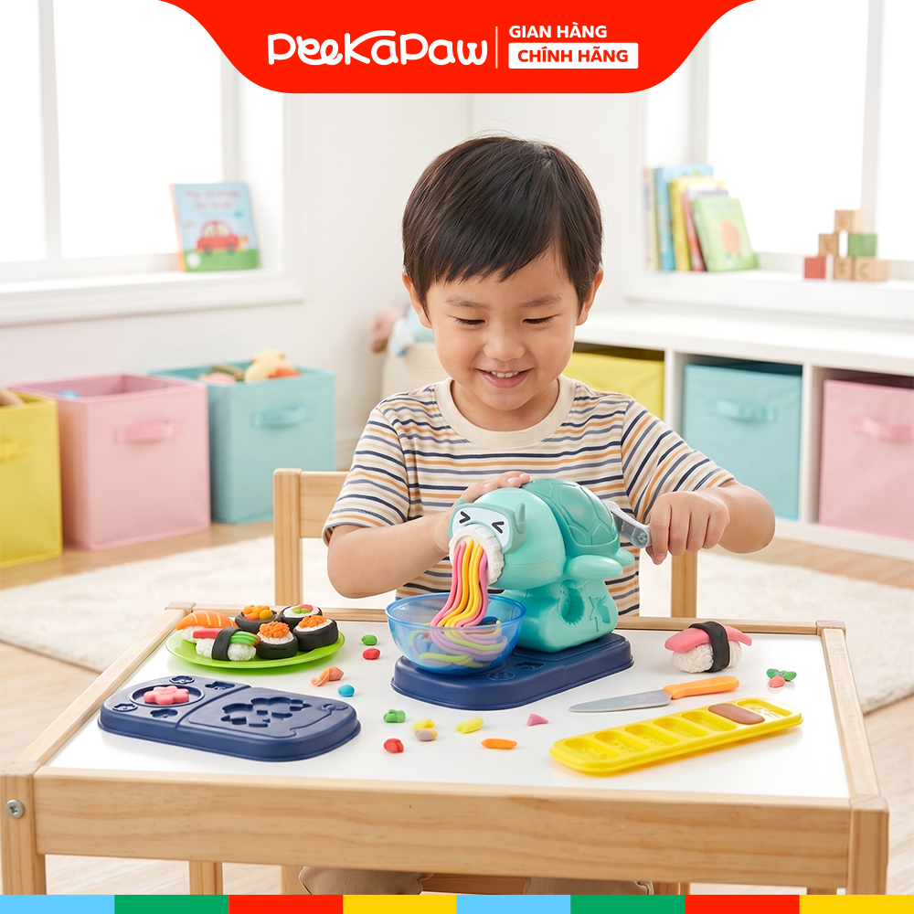 Đồ chơi nặn đất sét máy làm suhsi chú Rùa con 168-16 PeeKaPaw Toys