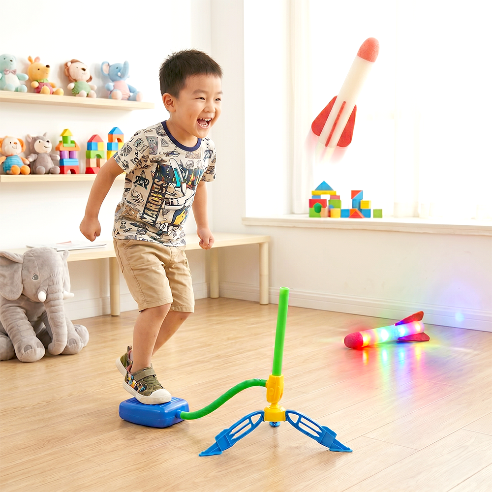 Phi hành gia phóng tên lửa đạp chân bay cao có đèn cho bé 3 tuổi PeeKaPaw Toys