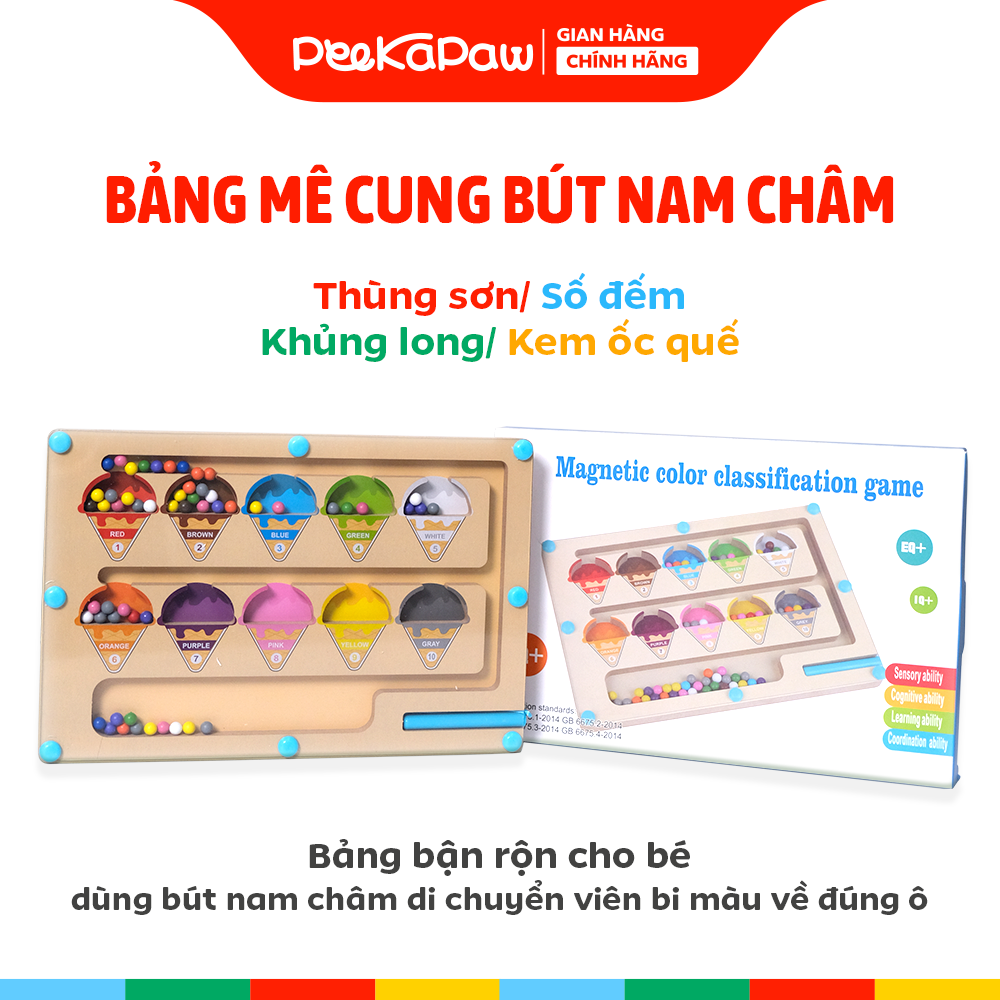 Bảng Mê Cung Bút Nam Châm Gỗ Montessori Đồ Chơi Bận Rộn PeeKaPaw Toys