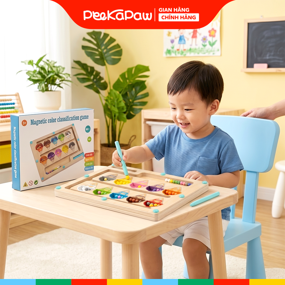 Bảng Mê Cung Bút Nam Châm Gỗ Montessori Đồ Chơi Bận Rộn PeeKaPaw Toys