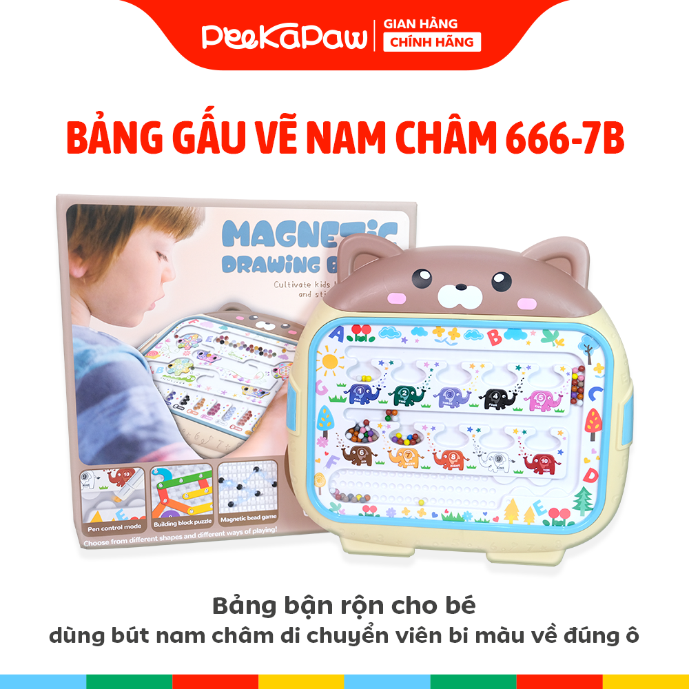 Bảng Gấu Vẽ Nam Châm 666-7B Đồ Chơi Bận Rộn PeeKaPaw Toys