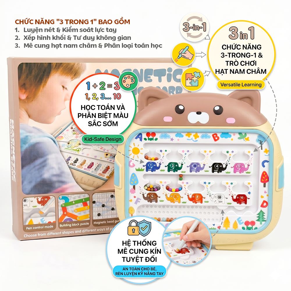 Bảng Gấu Vẽ Nam Châm 666-7B Đồ Chơi Bận Rộn PeeKaPaw Toys