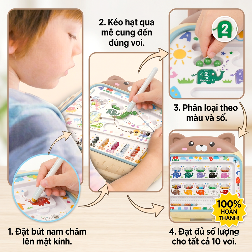 Bảng Gấu Vẽ Nam Châm 666-7B Đồ Chơi Bận Rộn PeeKaPaw Toys