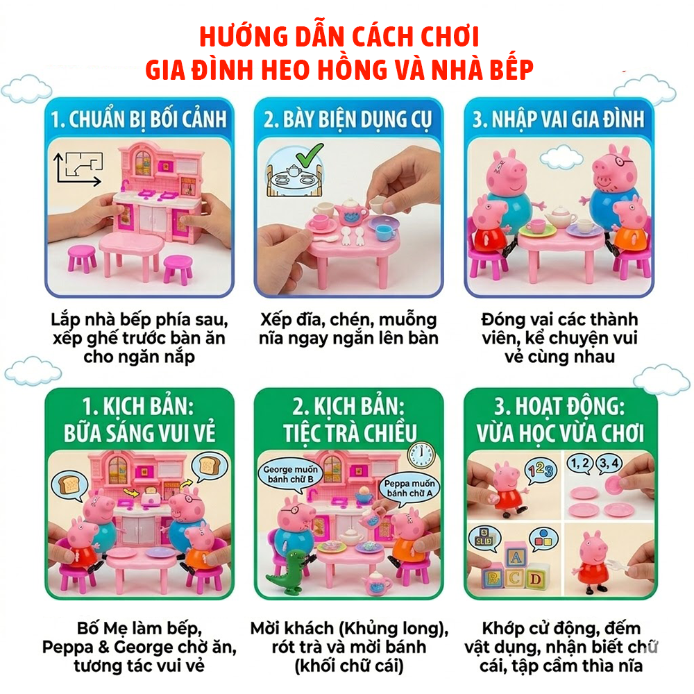Đồ Chơi Gia Đình Heo Hồng Nhà Bếp 552B-9 PeeKaPaw Toys