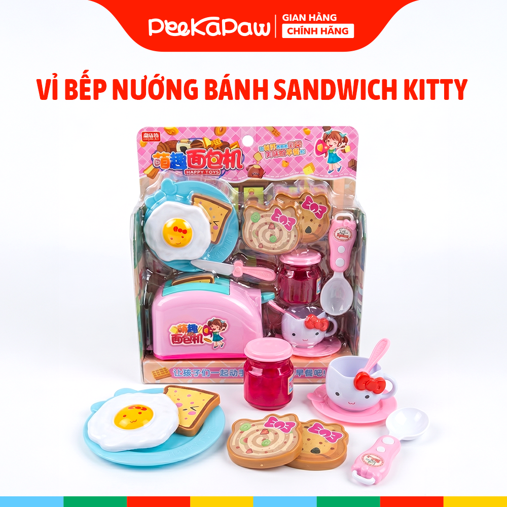 Vỉ bếp nướng bánh sandwich Kitty đồ chơi nấu ăn mini cho bé từ 3 tuổi 1368-35 PeeKaPaw Toys