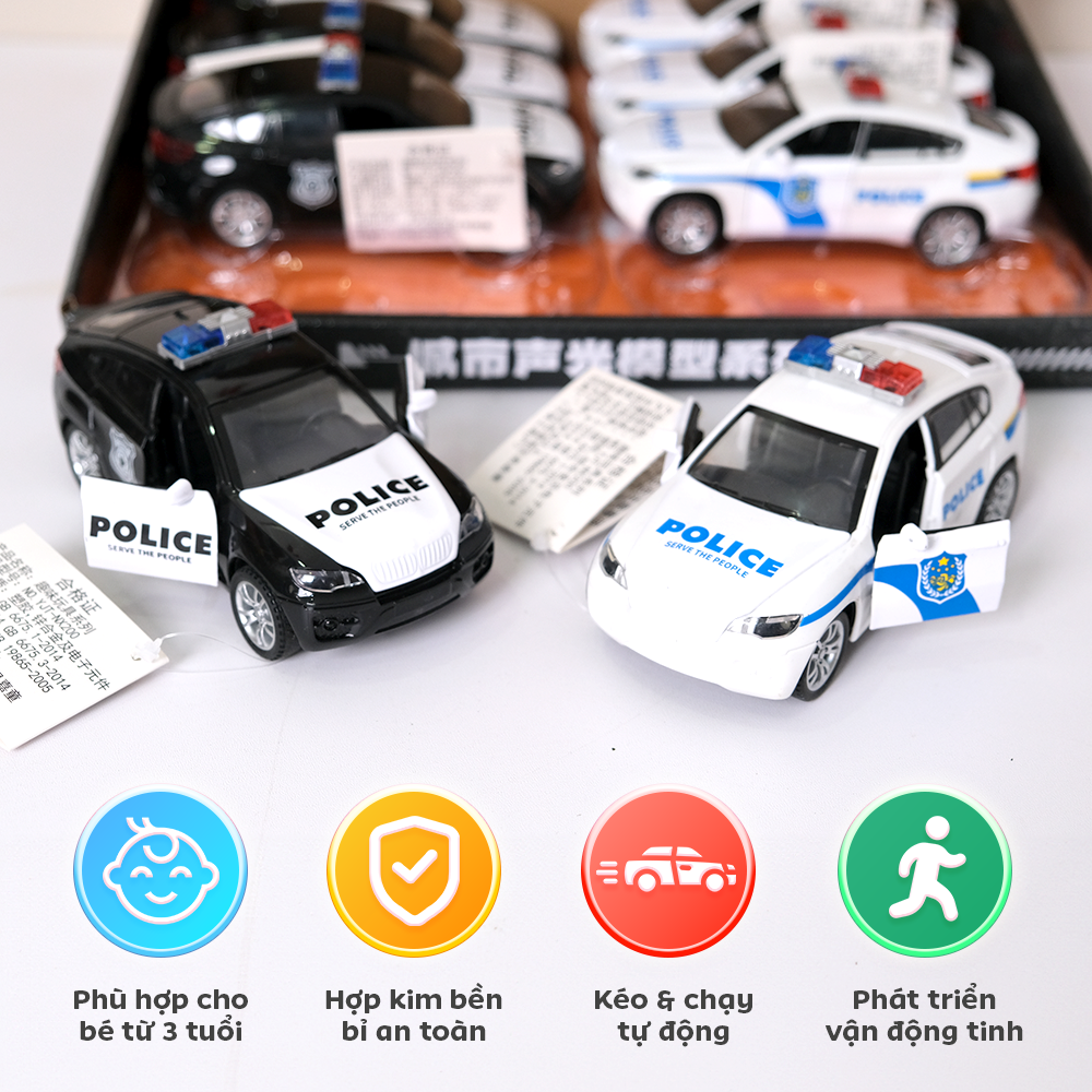 Xe cảnh sát hợp kim chạy trớn NX200 có đèn âm thanh PeeKaPaw Toys