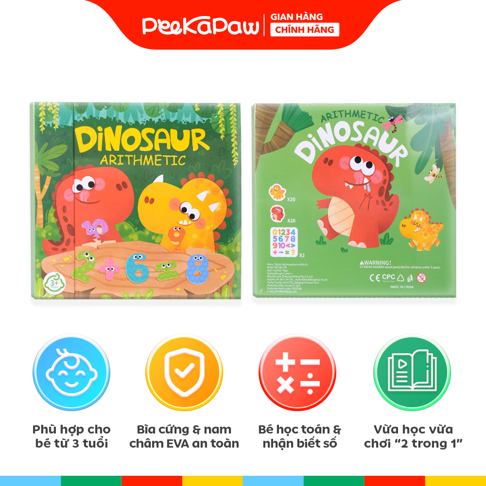 Sách học toán nam châm khủng long QM-236 PeeKaPaw Toys