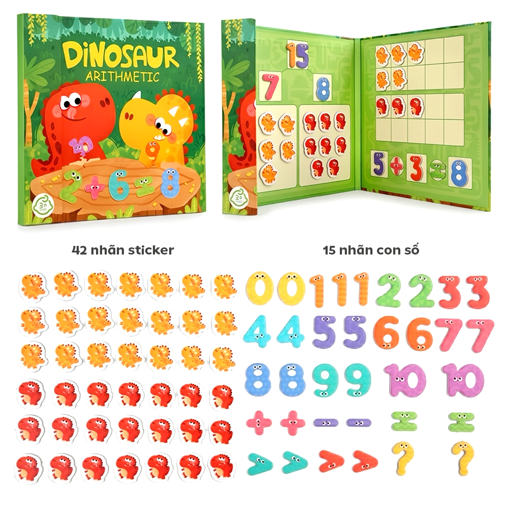 Sách học toán nam châm khủng long QM-236 PeeKaPaw Toys