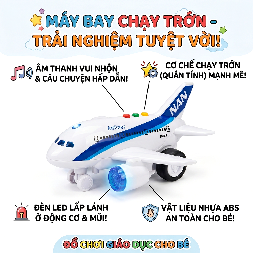 Máy bay chạy trớn có đèn âm thanh 9824B PeeKaPaw Toys