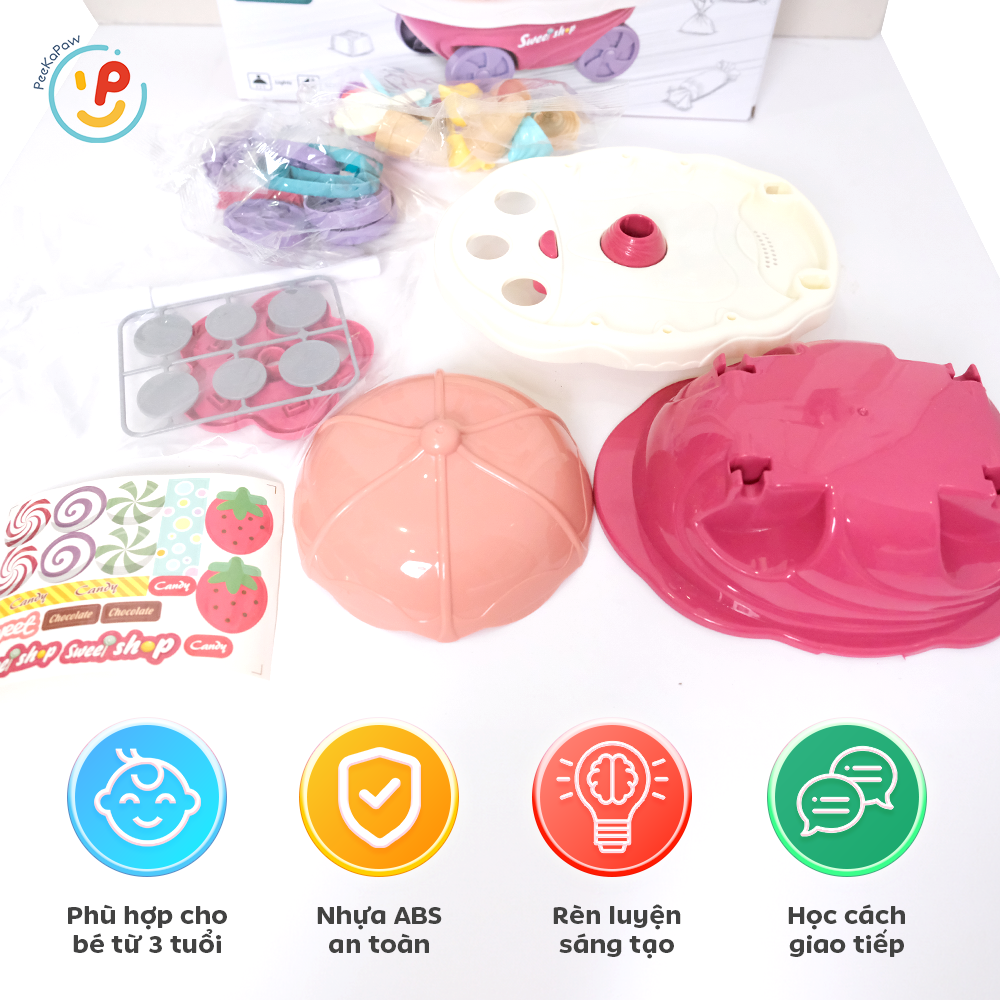 Xe đẩy bán kem 2 tầng có nhạc 30 chi tiết 668-90 Sweet Cart PeeKaPaw Toys