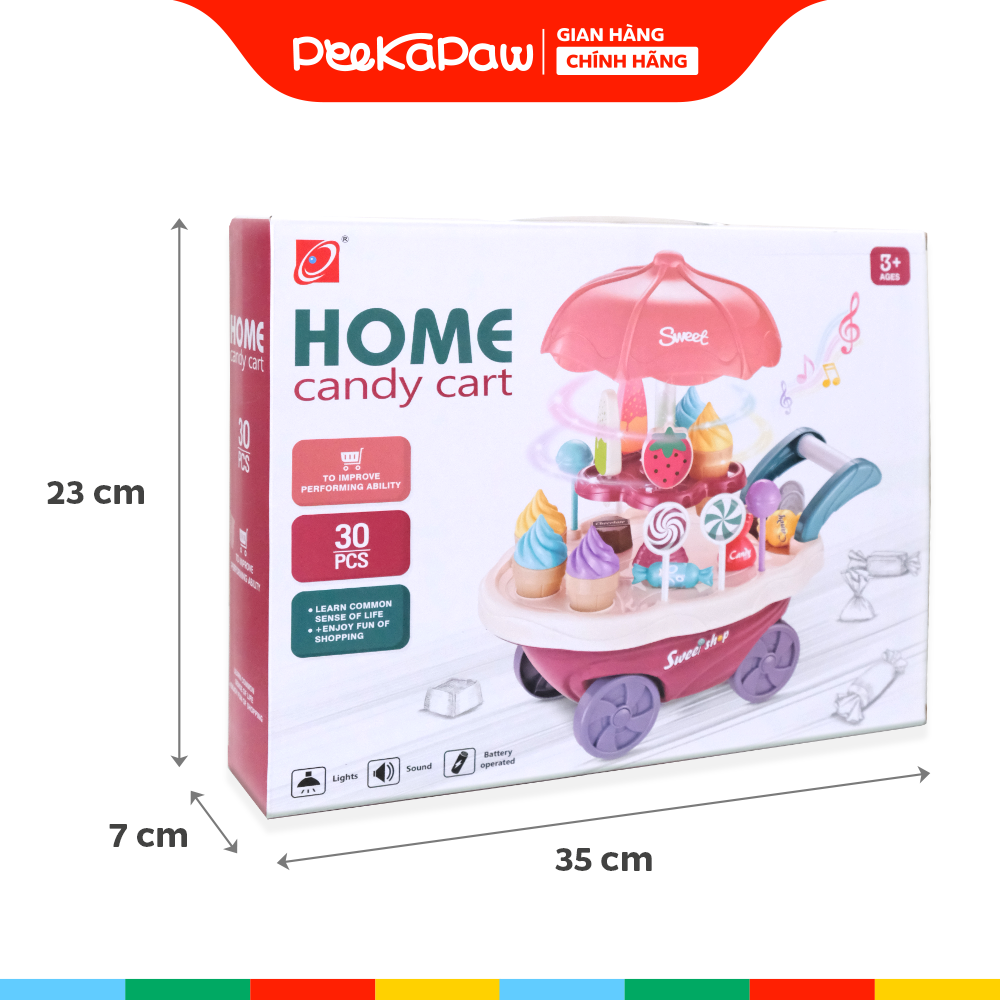 Xe đẩy bán kem 2 tầng có nhạc 30 chi tiết 668-90 Sweet Cart PeeKaPaw Toys