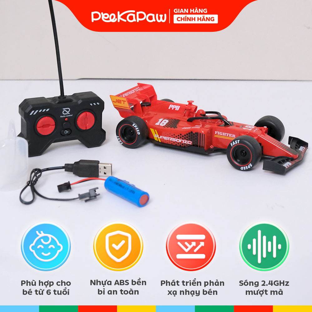 Xe Đua F1 Điều Khiển Từ Xa Phun Khói Pin Sạc 930-2A PeeKaPaw Toys