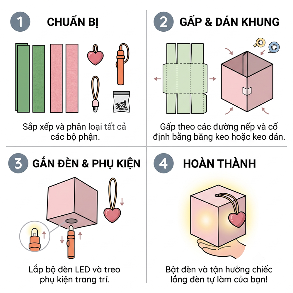 Lồng Đèn Trung Thu 2 Mảnh Tự Xếp Nhiều Mẫu Có Đèn Nhạc PeeKaPaw Toys