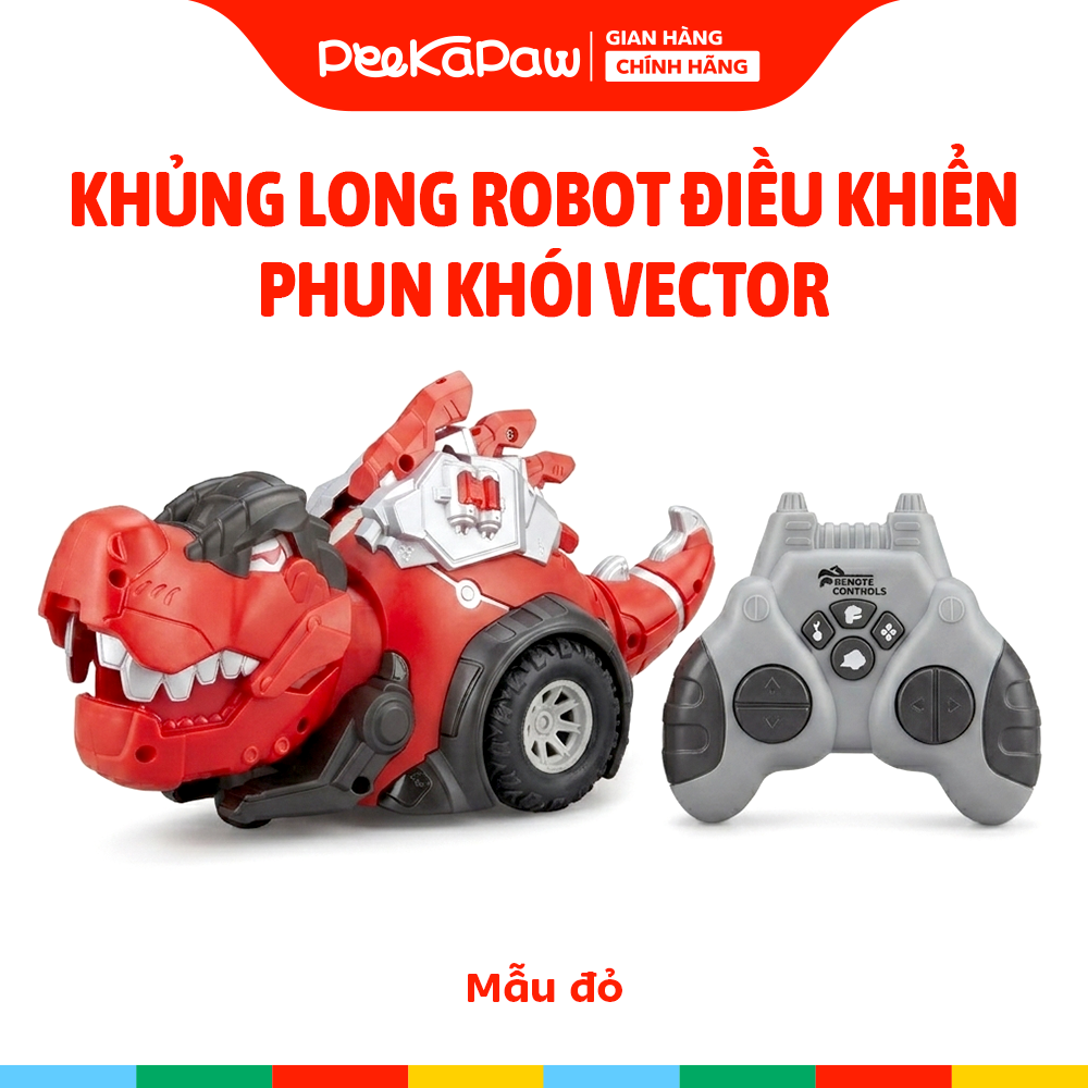 Robot Khủng Long Điều Khiển Phun Khói Xoay 360 độ Pin Sạc PeeKaPaw Toys