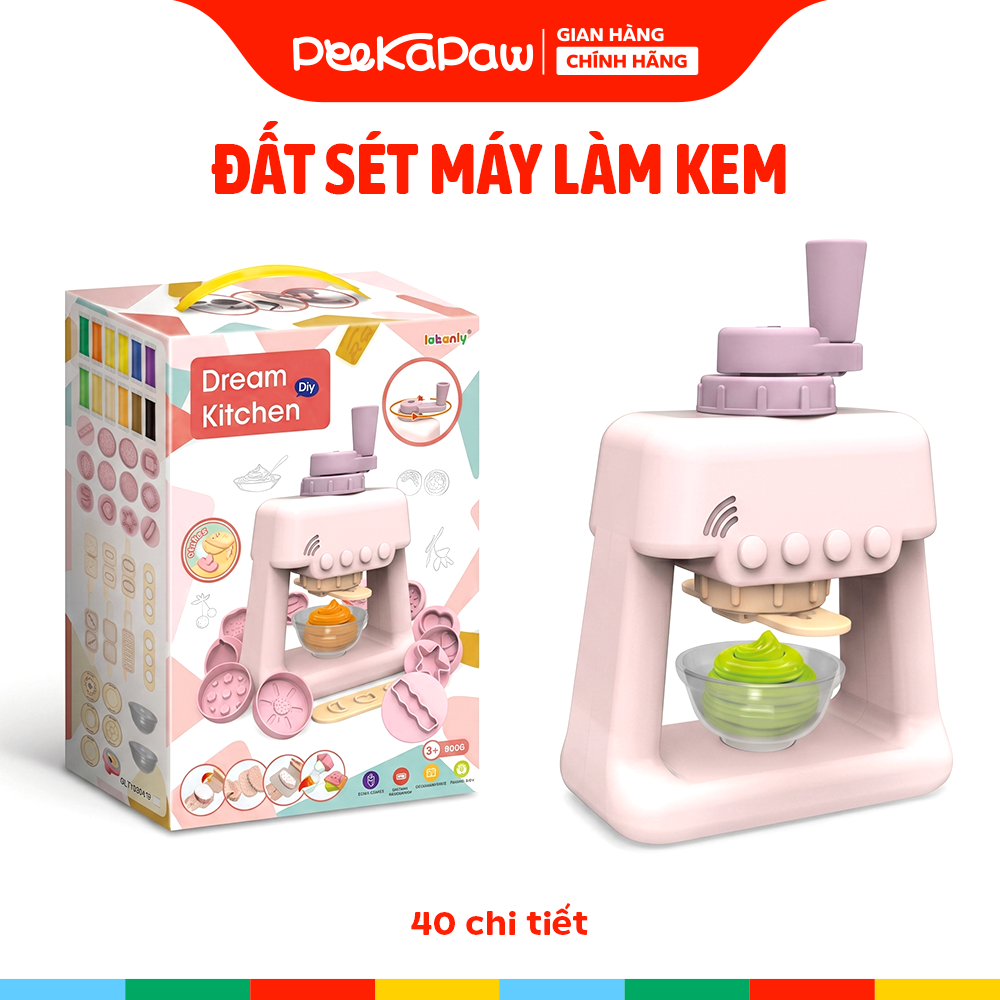 Hộp đồ chơi đất sét máy làm kem 40 chi tiết 1601-1 PeeKaPaw Toys