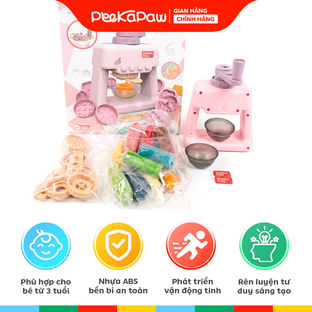 Hộp đồ chơi đất sét máy làm kem 40 chi tiết 1601-1 PeeKaPaw Toys