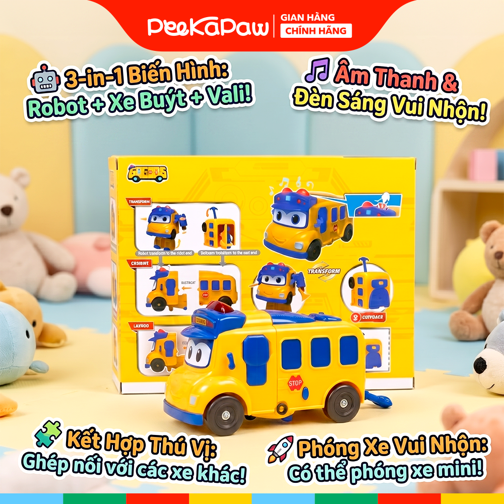 Robot biến hình xe buýt 2in1 Go Go Bus có đèn và âm thanh YS3041A PeeKaPaw Toys