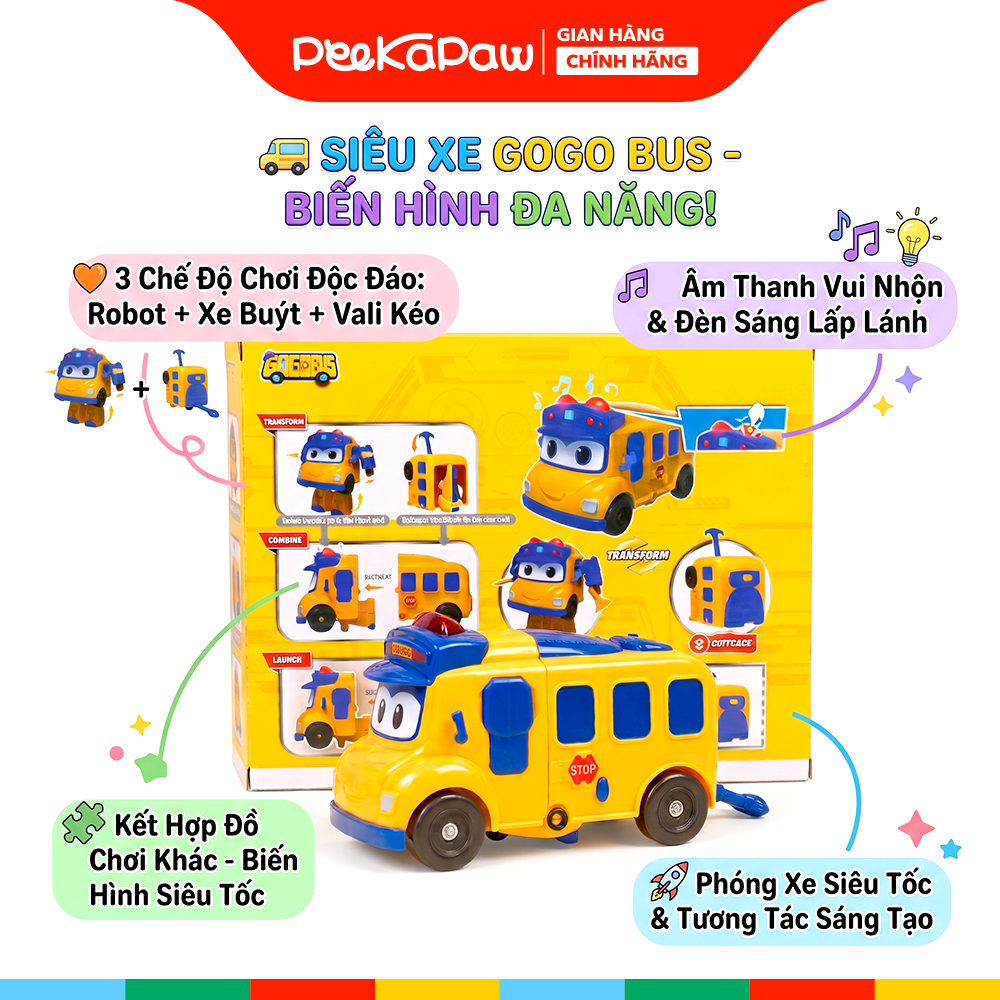 Robot biến hình xe buýt 2in1 Go Go Bus có đèn và âm thanh YS3041A PeeKaPaw Toys