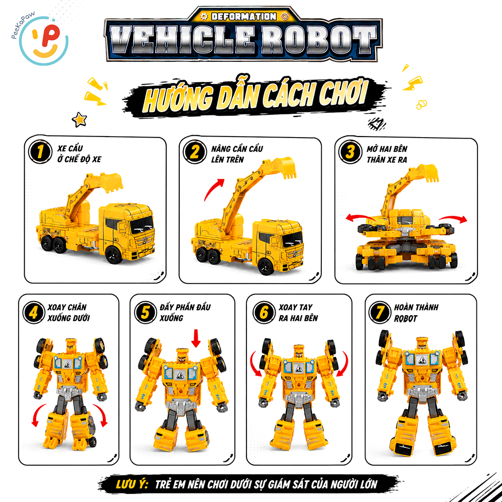 Đồ chơi Robot và Xe xúc cẩu biến hình Vector VT34 PeeKaPaw Toys