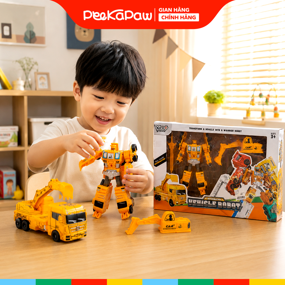 Đồ chơi Robot và Xe xúc cẩu biến hình Vector VT34 PeeKaPaw Toys