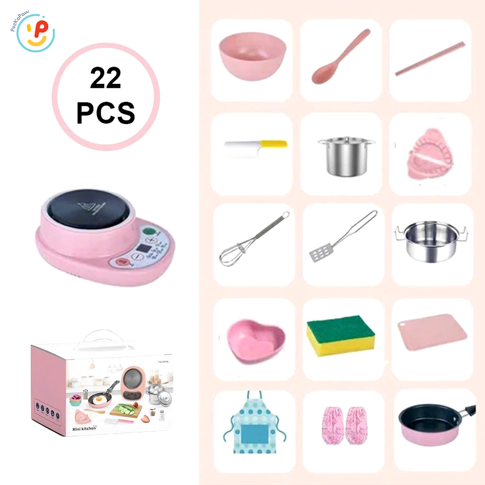 Bộ bếp điện nấu được thật nồi inox 22 chi tiết HY-022 PeeKaPaw Toys