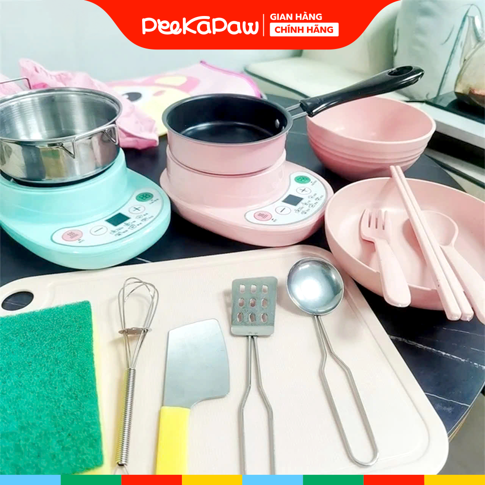 Bộ bếp điện nấu được thật nồi inox 22 chi tiết HY-022 PeeKaPaw Toys