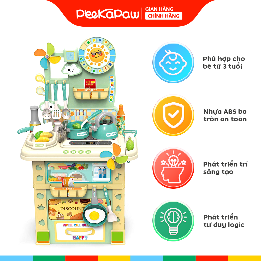 Đồ chơi nhà bếp nấu ăn kệ bếp 69cm 21 chi tiết 669H-4 PeeKaPaw Toys