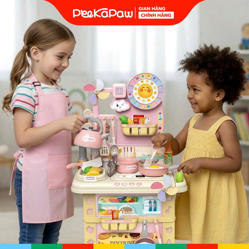 Đồ chơi nhà bếp nấu ăn kệ bếp 69cm 21 chi tiết 669H-4 PeeKaPaw Toys