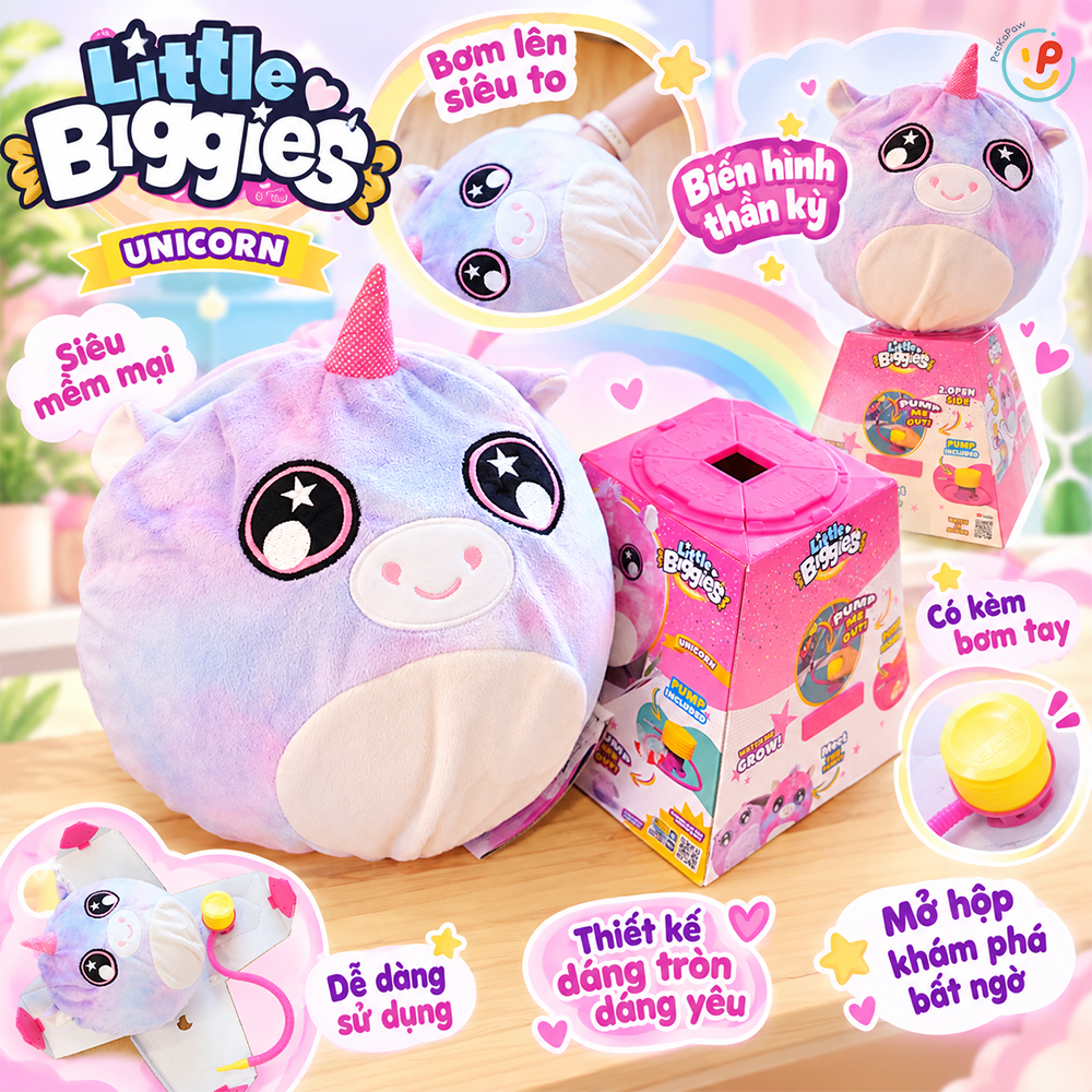 Đồ chơi gấu bông quả bóng kỳ lân bơm hơi LITTLE BIGGIES PeeKaPaw Toys