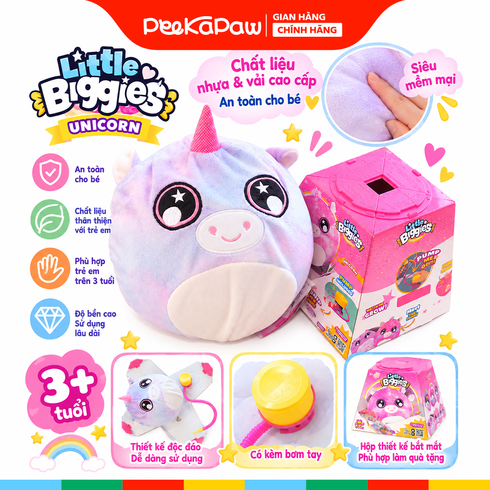 Đồ chơi gấu bông quả bóng kỳ lân bơm hơi LITTLE BIGGIES PeeKaPaw Toys
