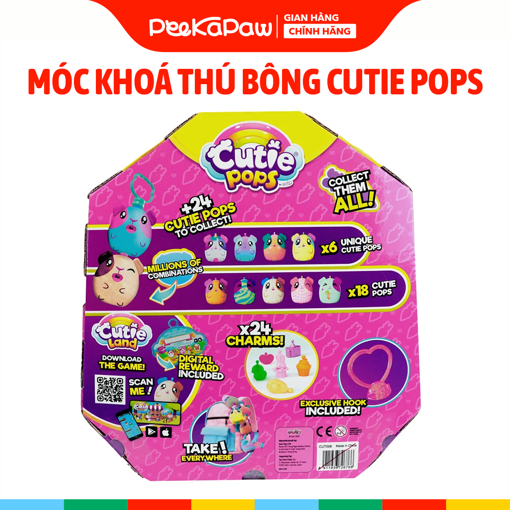 Đồ chơi phụ kiện móc khoá thú bông Cutie Pops PeeKaPaw Toys