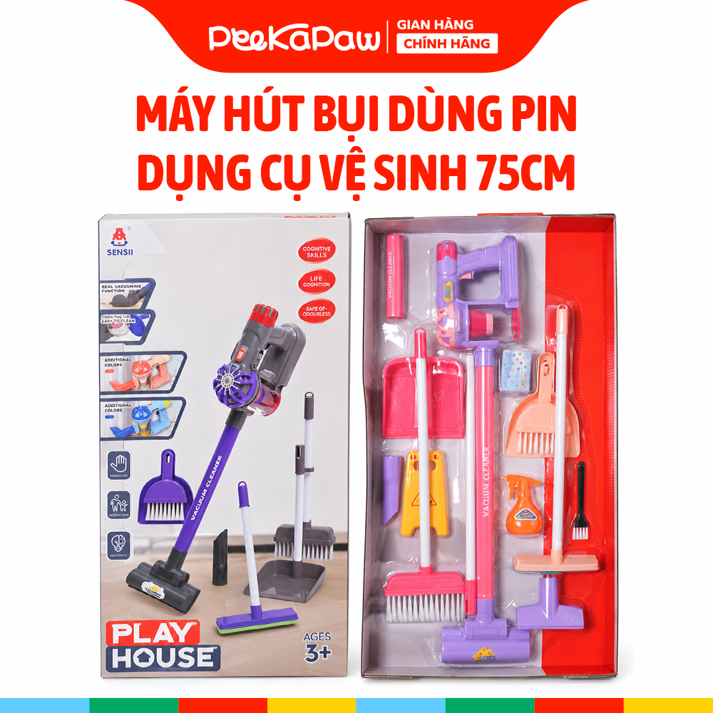 Đồ chơi máy hút bụi dùng pin dụng cụ vệ sinh cho bé 75cm 096-60 PeeKaPaw Toys