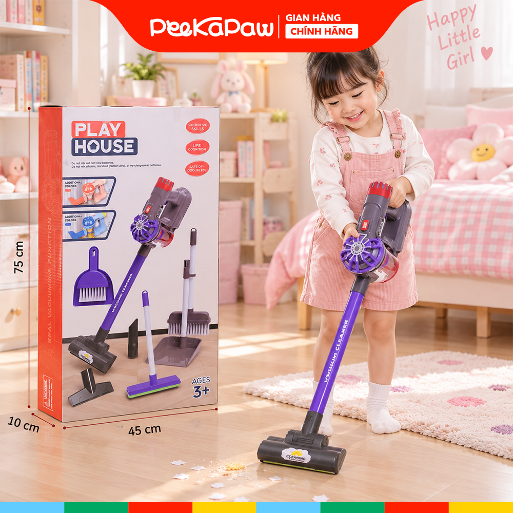 Đồ chơi máy hút bụi dùng pin dụng cụ vệ sinh cho bé 75cm 096-60 PeeKaPaw Toys