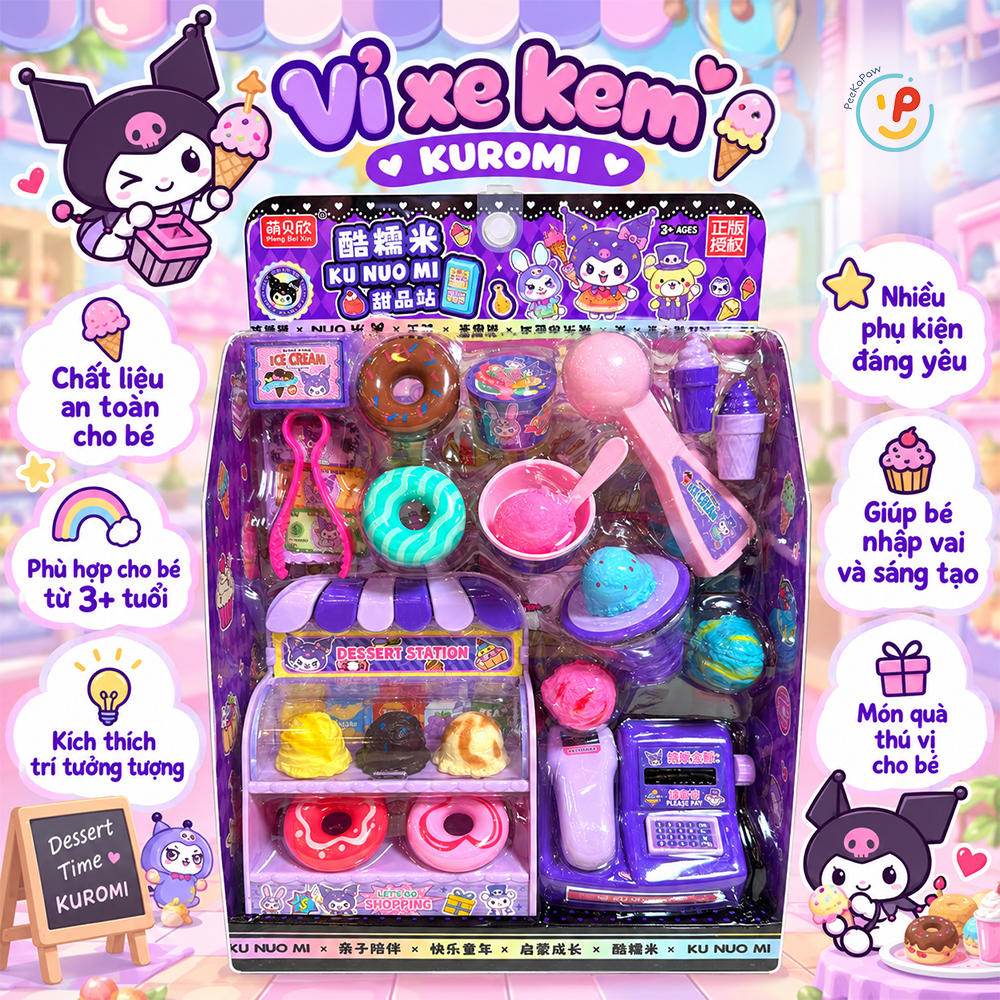 Vỉ đồ chơi nhà bếp Thỏ tím Kuromi nhiều mẫu PeeKaPaw Toys