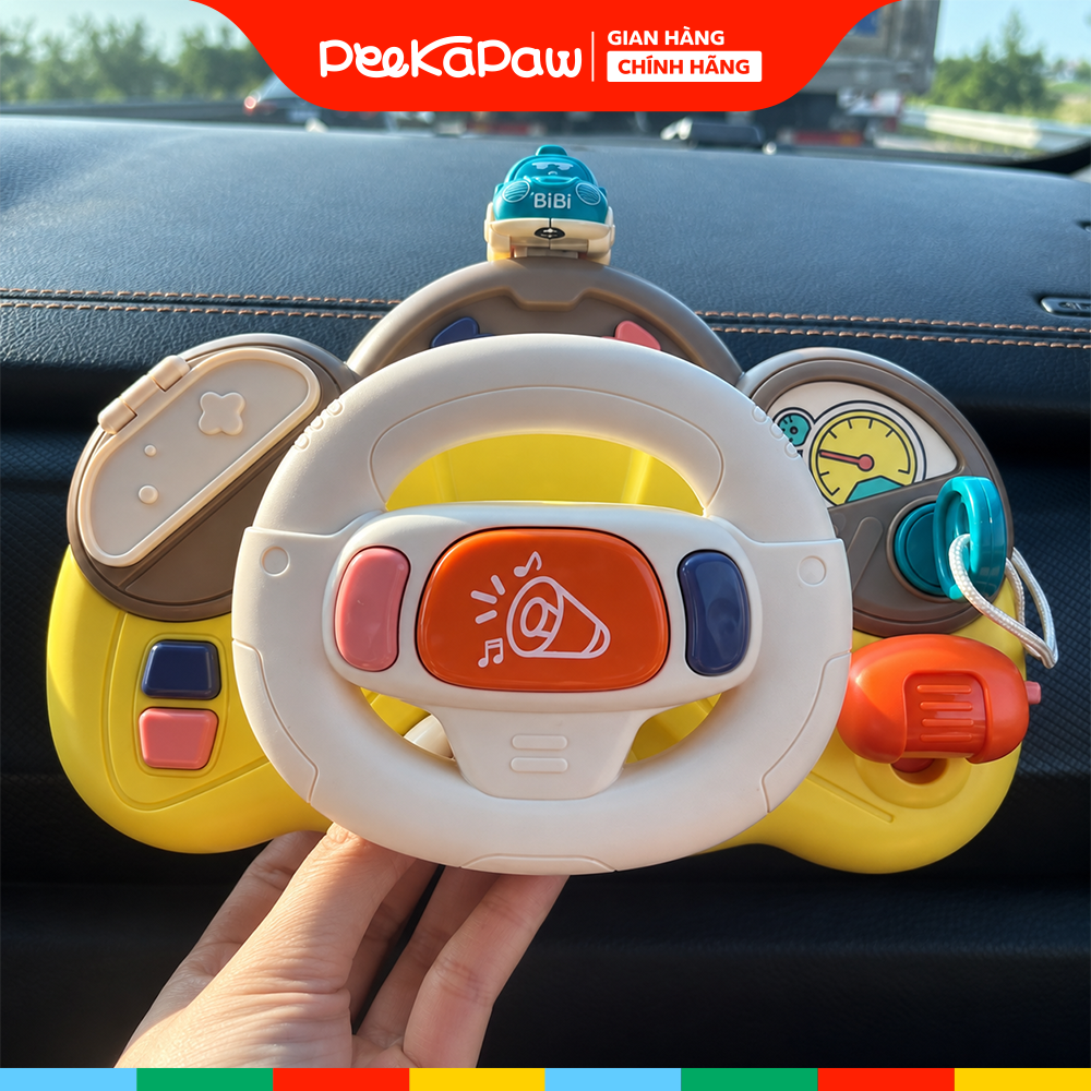 Đồ chơi vô lăng đa năng kết hợp lục lạc có đèn âm thanh cho bé 1-3 tuổi 6662 PeeKaPaw Toys